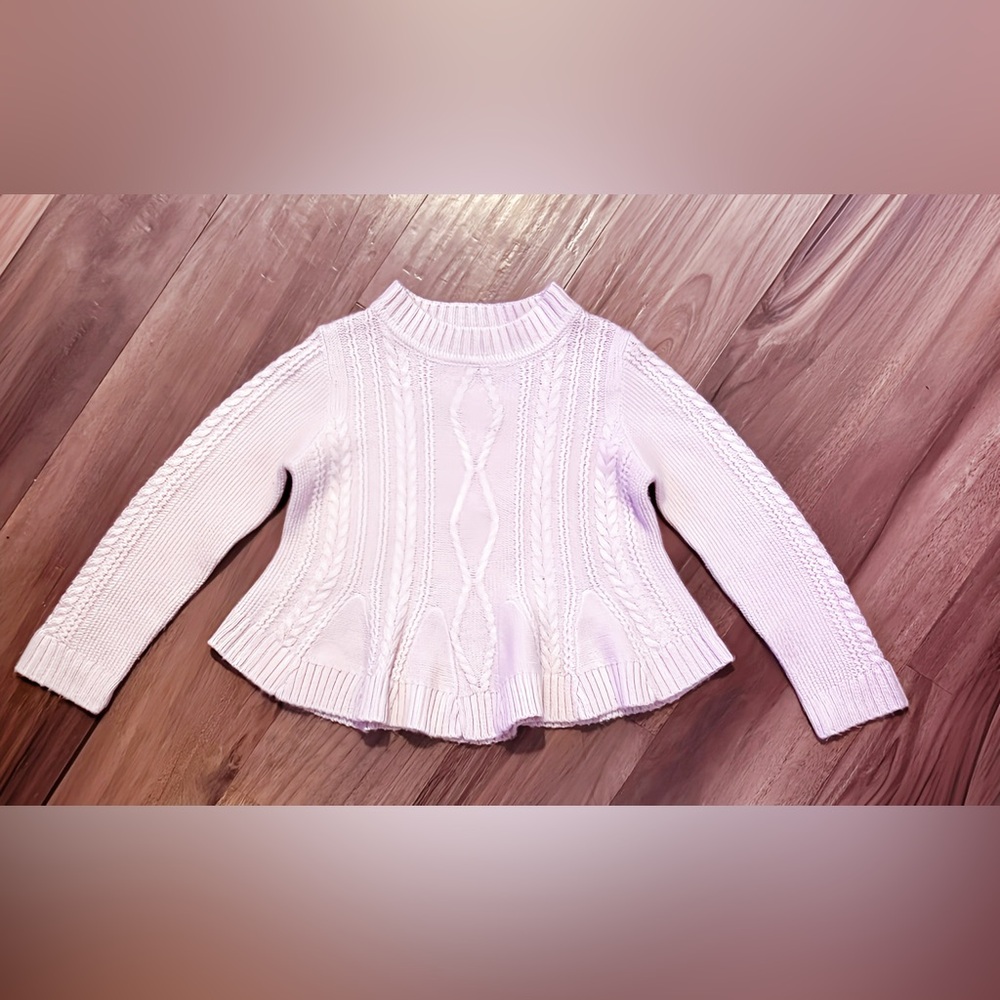 Mayoral Cable Knit Peplum Sweater - Soft Pink - Toddler Girls Size 3T